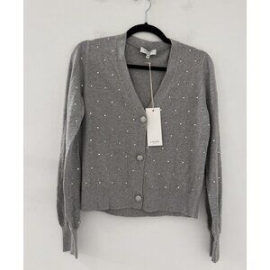 Brand New J. Society Platinum Rhinestone‎ Cotton Cardigan Sweater Size XS preppy